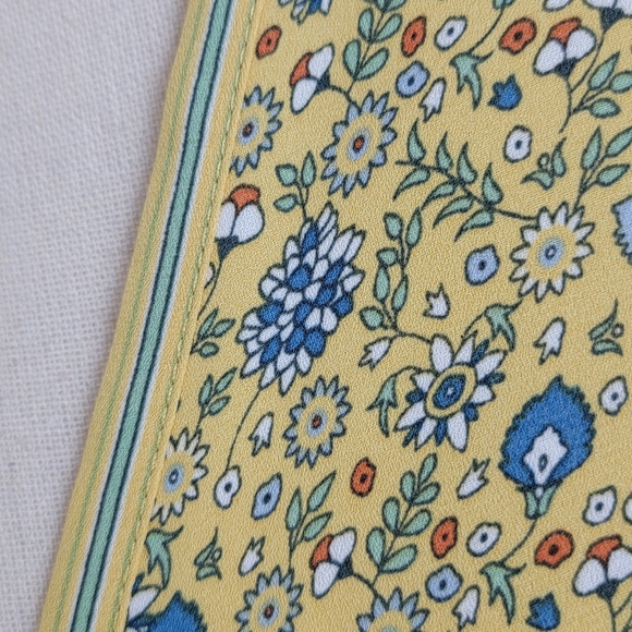 Max Studio Boho Yellow Floral Tie Front Button Down Ruffle Sleeve Blouse L NEW - Picture 8 of 14